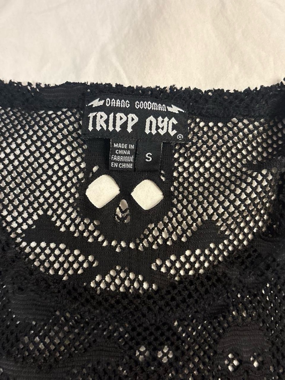 Tripp NYC Black Skull Mesh Tank Top - Picture 2 of 4